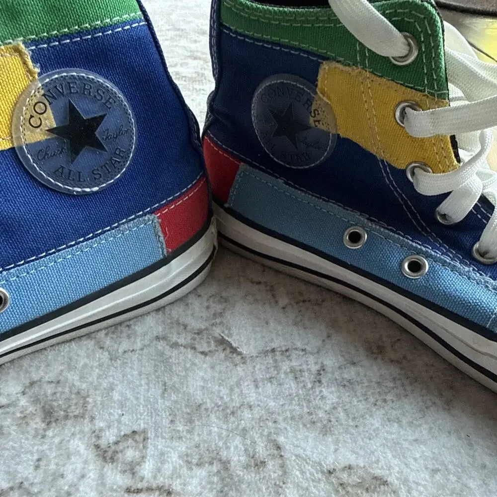 Converse All Star Patchwork Youth High Top Multicolor sneakers Shoes size 3